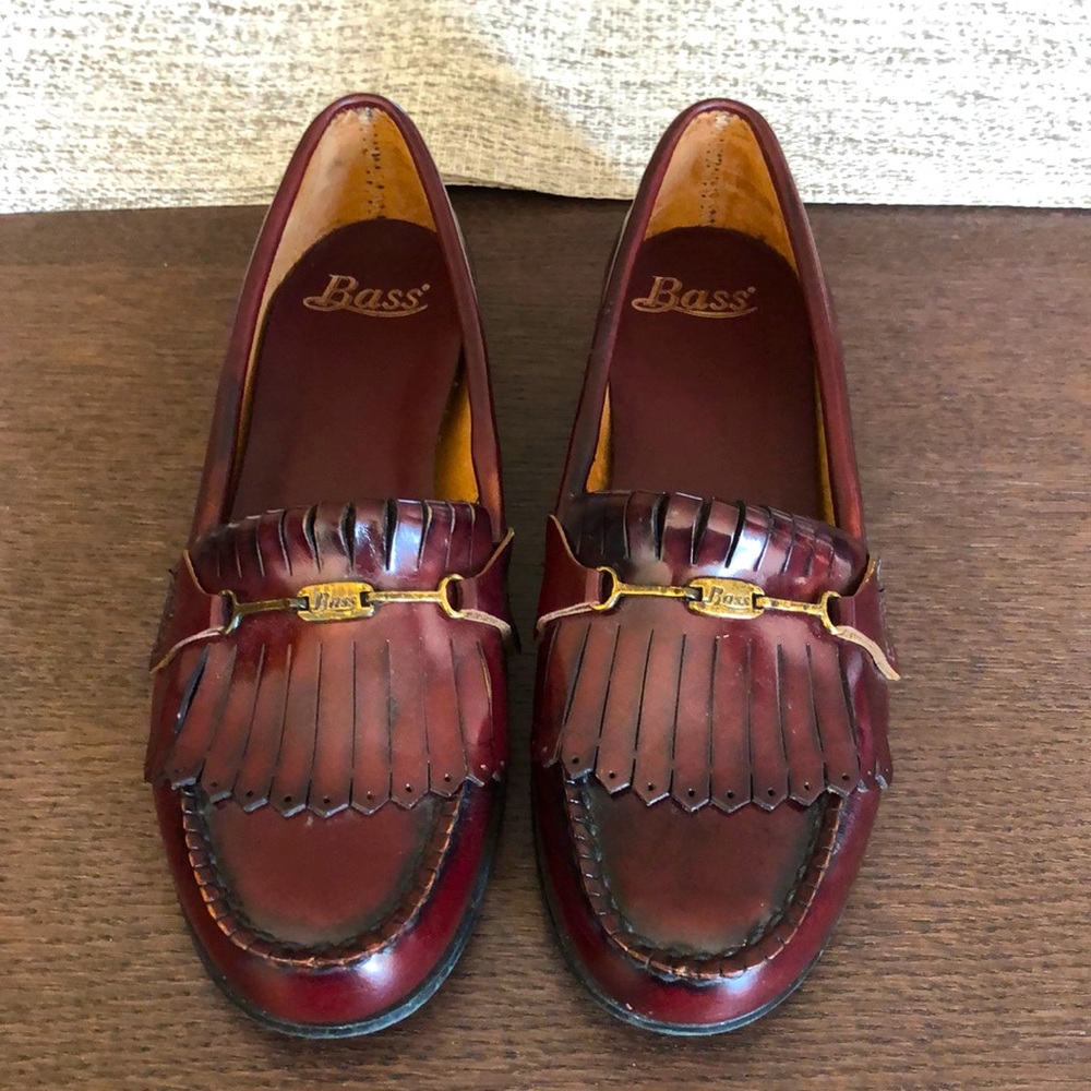 Bass Co. Women’s Burgundy Leather Loafer w/ Fringe